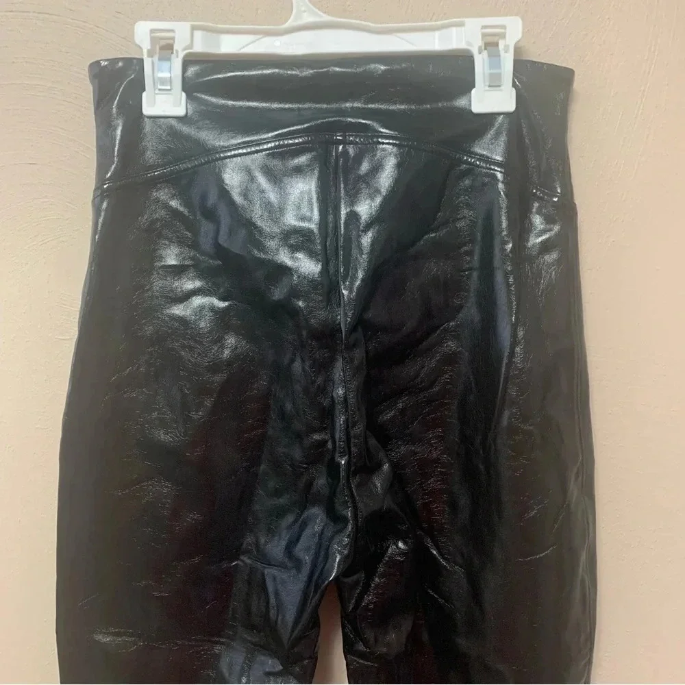 Spanx Faux Patent Leather Leggings in Black Size Small Tall